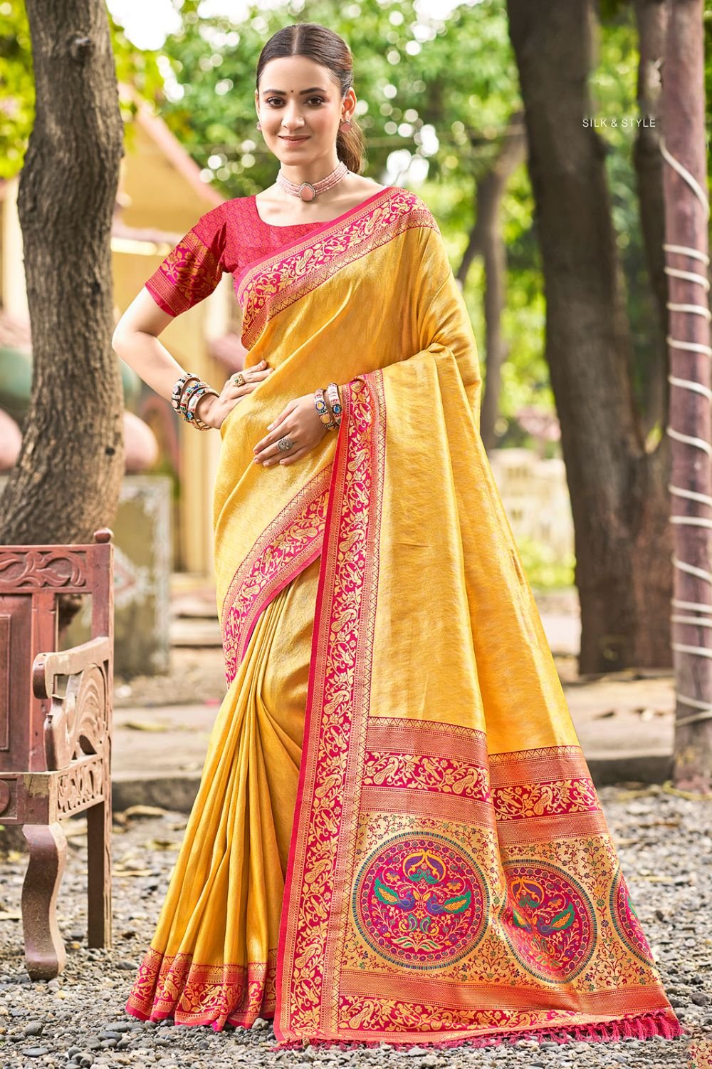 Yellow Sangeet Kanjivaram Silk Sarees  SFSGM119203