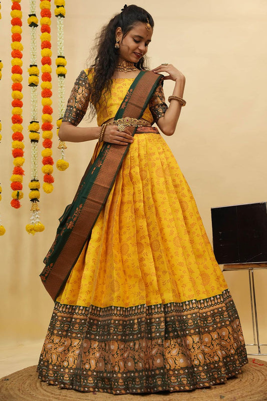 Yellow Haldi Wedding Sangeet Silk  Silk Lehenga Choli SFROY539002