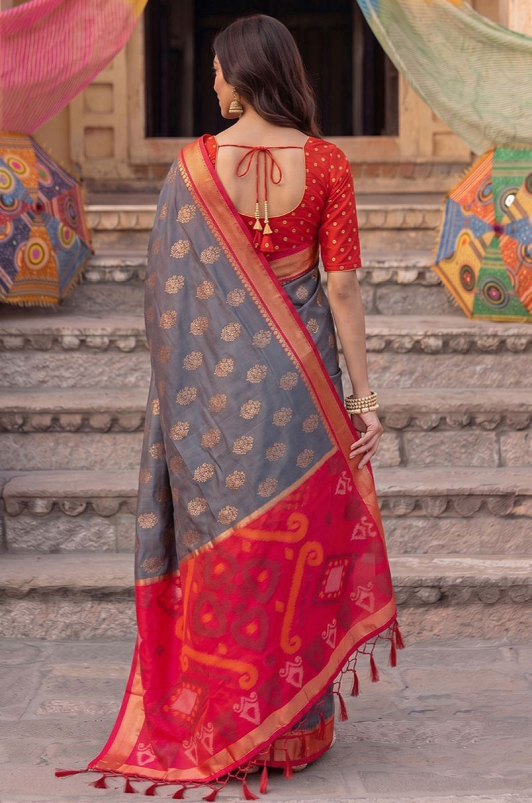 Grey Silk Sarees - SFAST22204