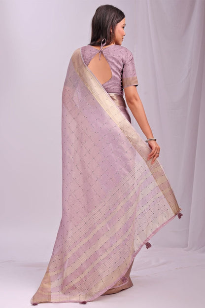 Pink Sleek Organza Casual Sarees With Blouse SFAST11605