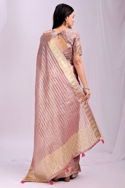 Pink Flattering Organza Sarees With Blouse SFAST11805