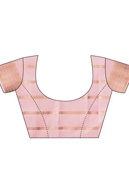 Peach Sleek Organza Casual Sarees With Blouse SFAST11503