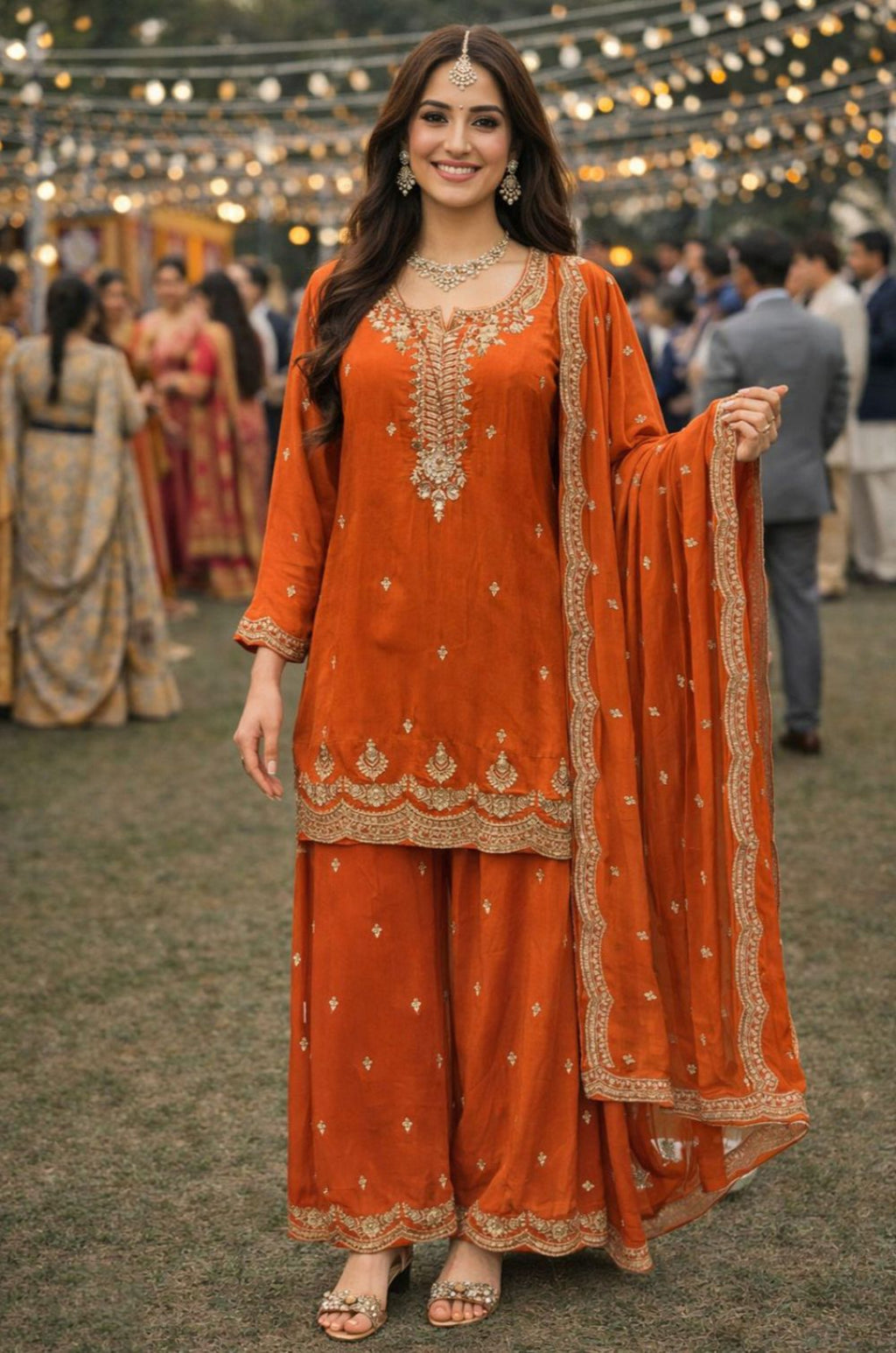 Orange Viscose Salwar Kameez - SFSA562702R