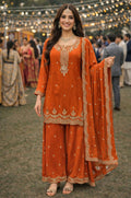 Orange Viscose Salwar Kameez - SFSA562702R