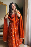 Orange Silk Salwar Kameez - SFFK37901R