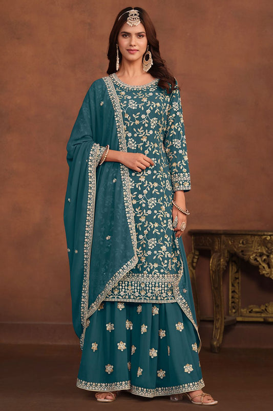Blue Georgette Salwar Kameez - SFDFS26703