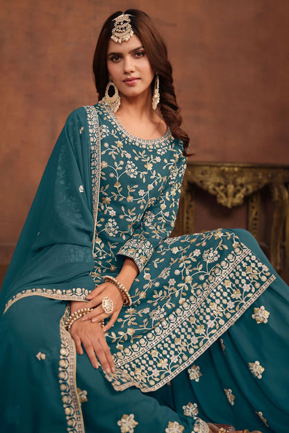 Blue Georgette Salwar Kameez - SFDFS26703