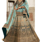 Teal Bridal Indian Wedding Leheng Choli In Silk SFSA385705