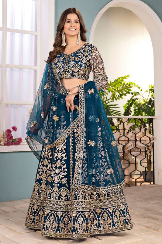 Purple Net Wedding Lehenga Choli Set SFRELS5606