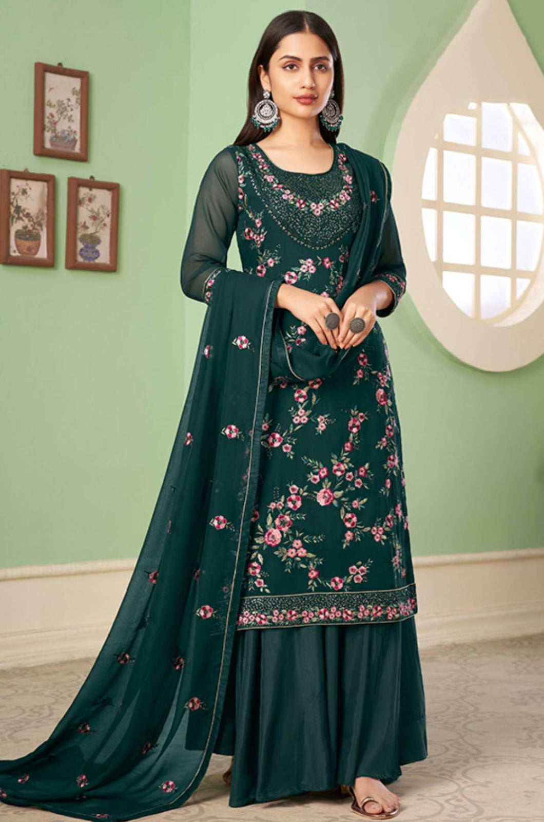 Green Georgette Salwar Kameez - SFSA358812