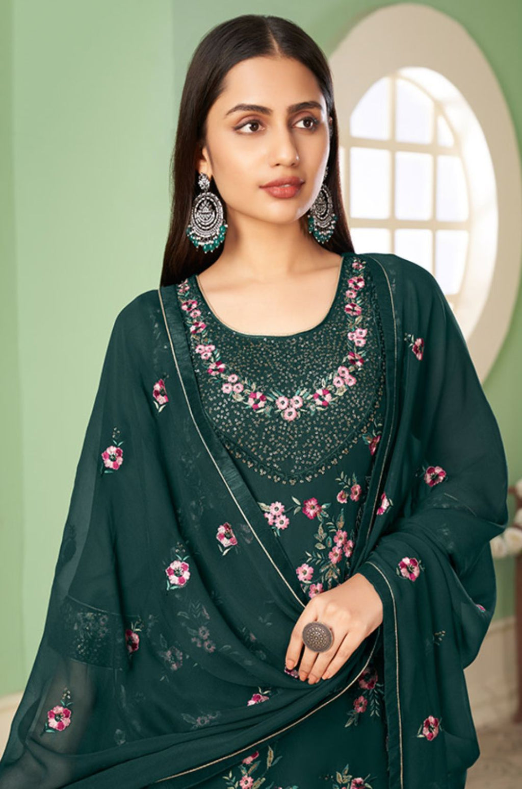 Green Georgette Salwar Kameez - SFSA358812
