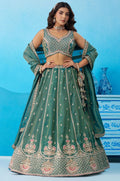 Green Tissue Lehenga Choli - SFROY571822
