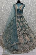 Grey Heavy Bridal Net Lehenga Choli SFANJ3060