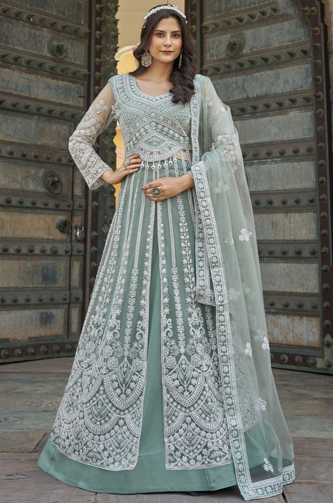 Green Net Salwar Kameez - SFSA500701