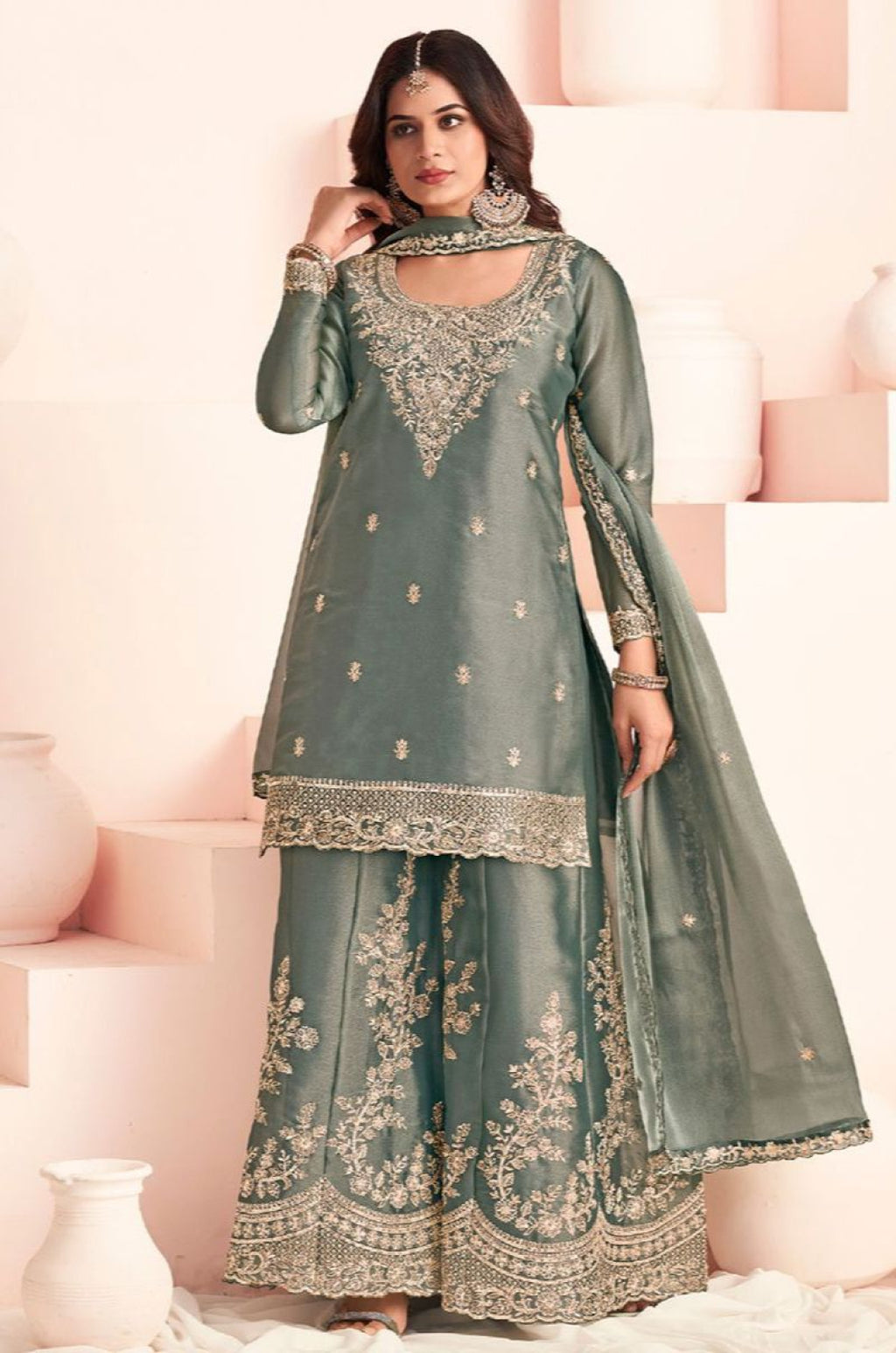 Green Silk Salwar Kameez - SFYS172702R