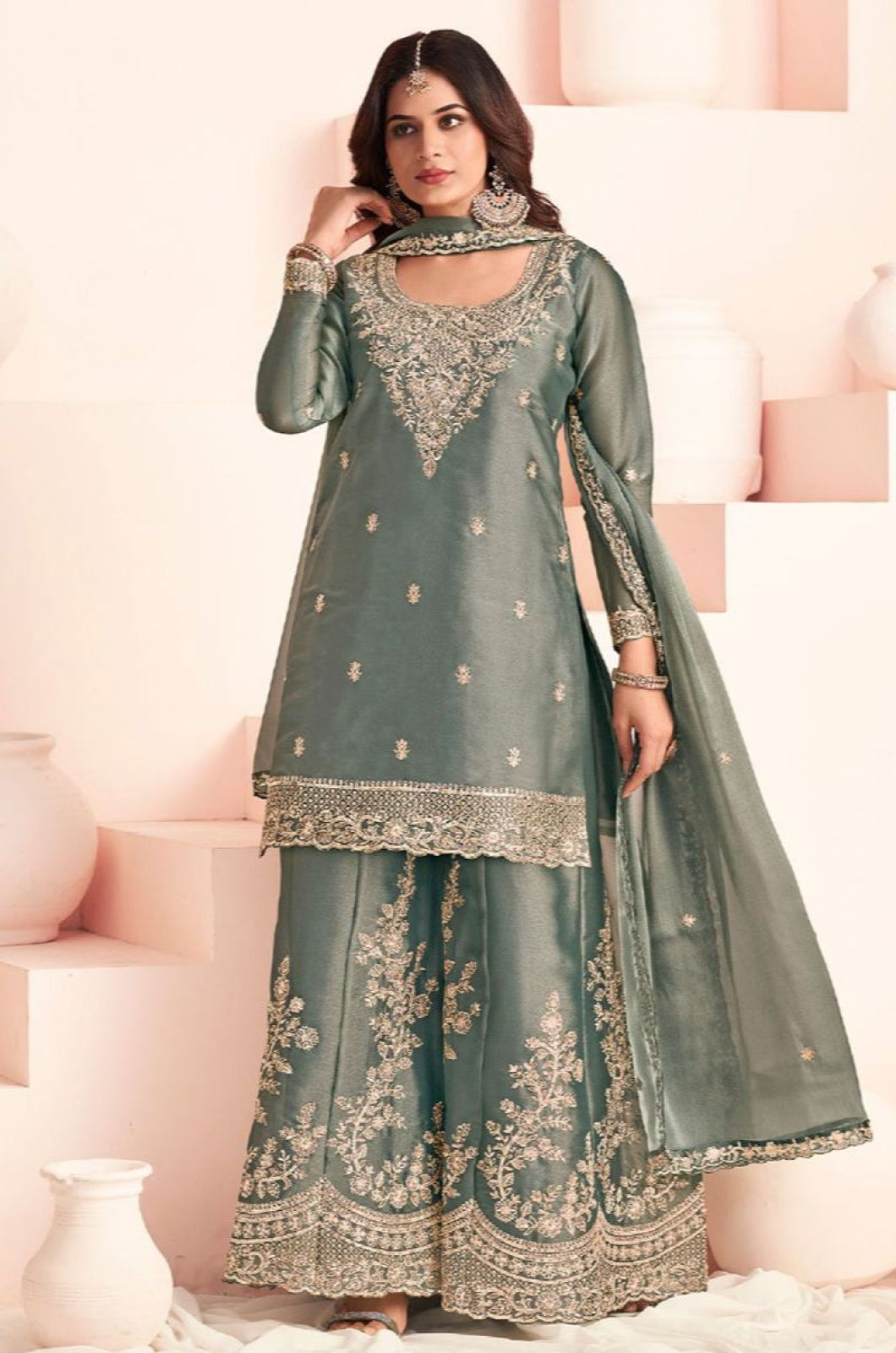 Green Silk Salwar Kameez - SFYS172702R