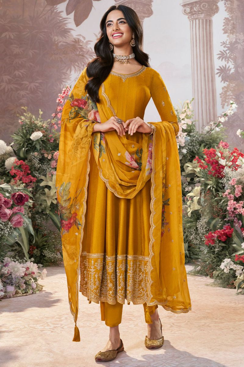 Yellow Silk Salwar Kameez - SFVNF2106R