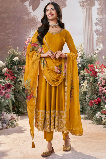 Yellow Silk Salwar Kameez - SFVNF2106R