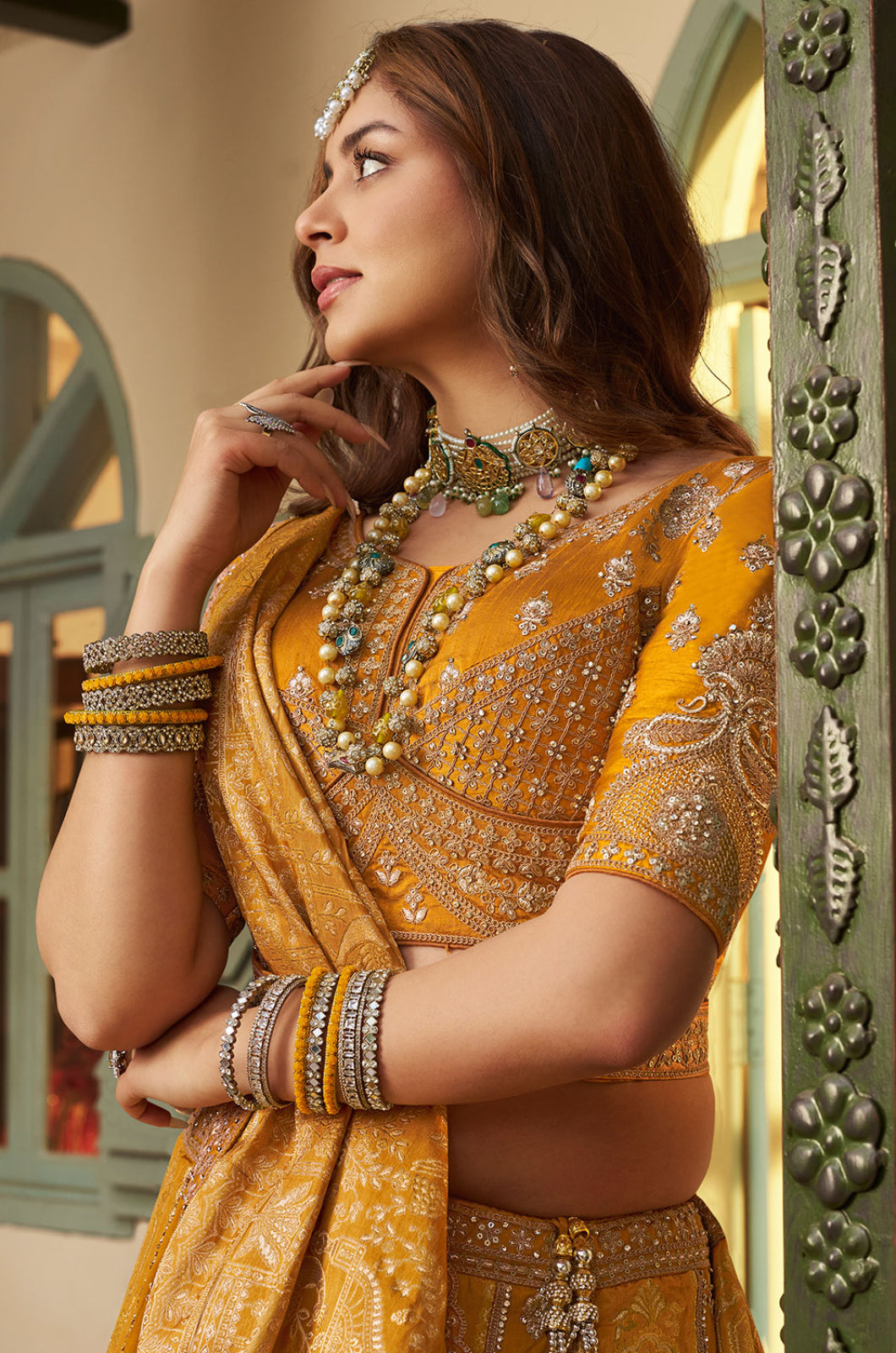 Yellow Banarasi Lehenga Choli - SFSA522203