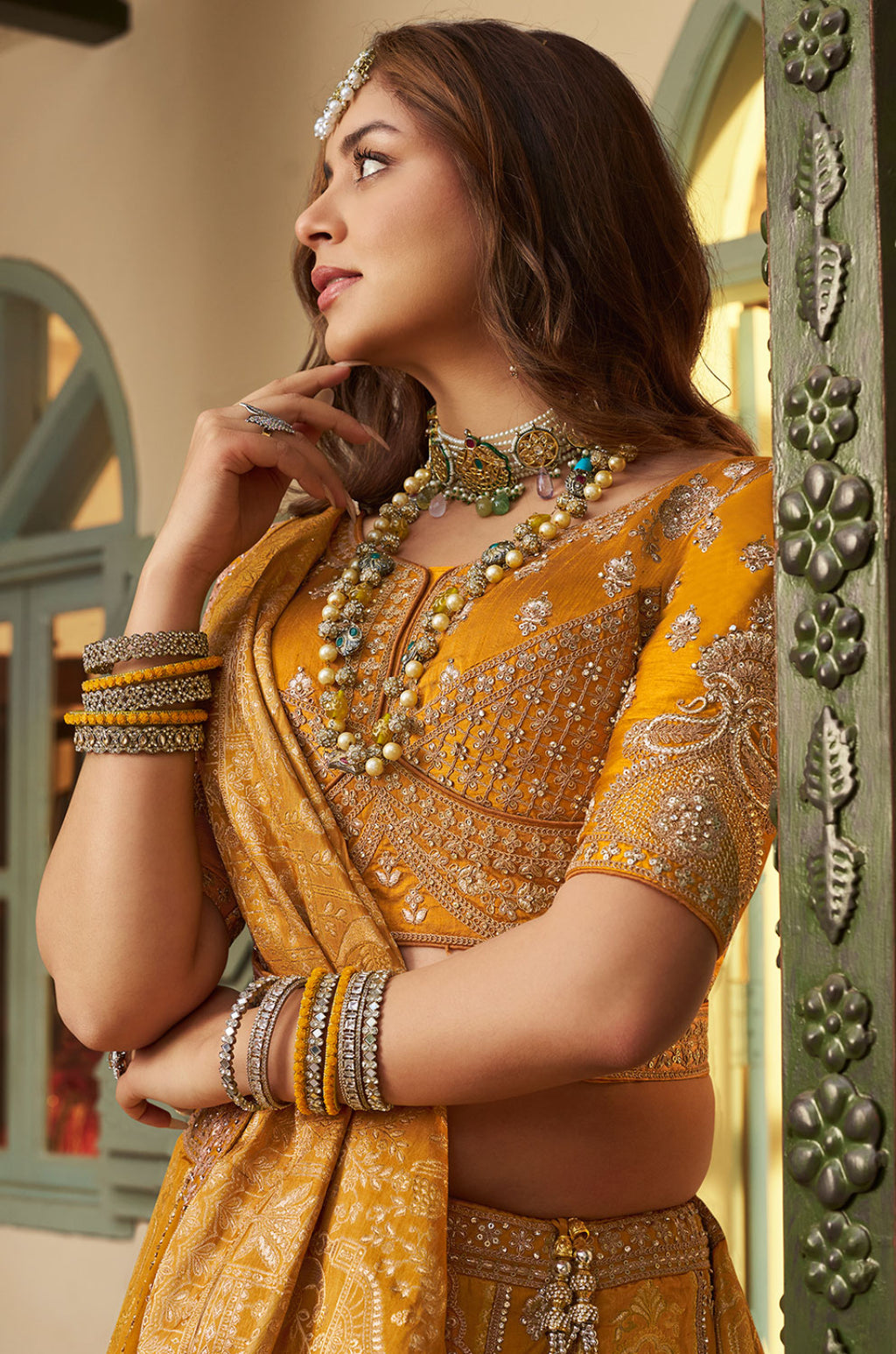 Yellow Banarasi Lehenga Choli - SFSA522203