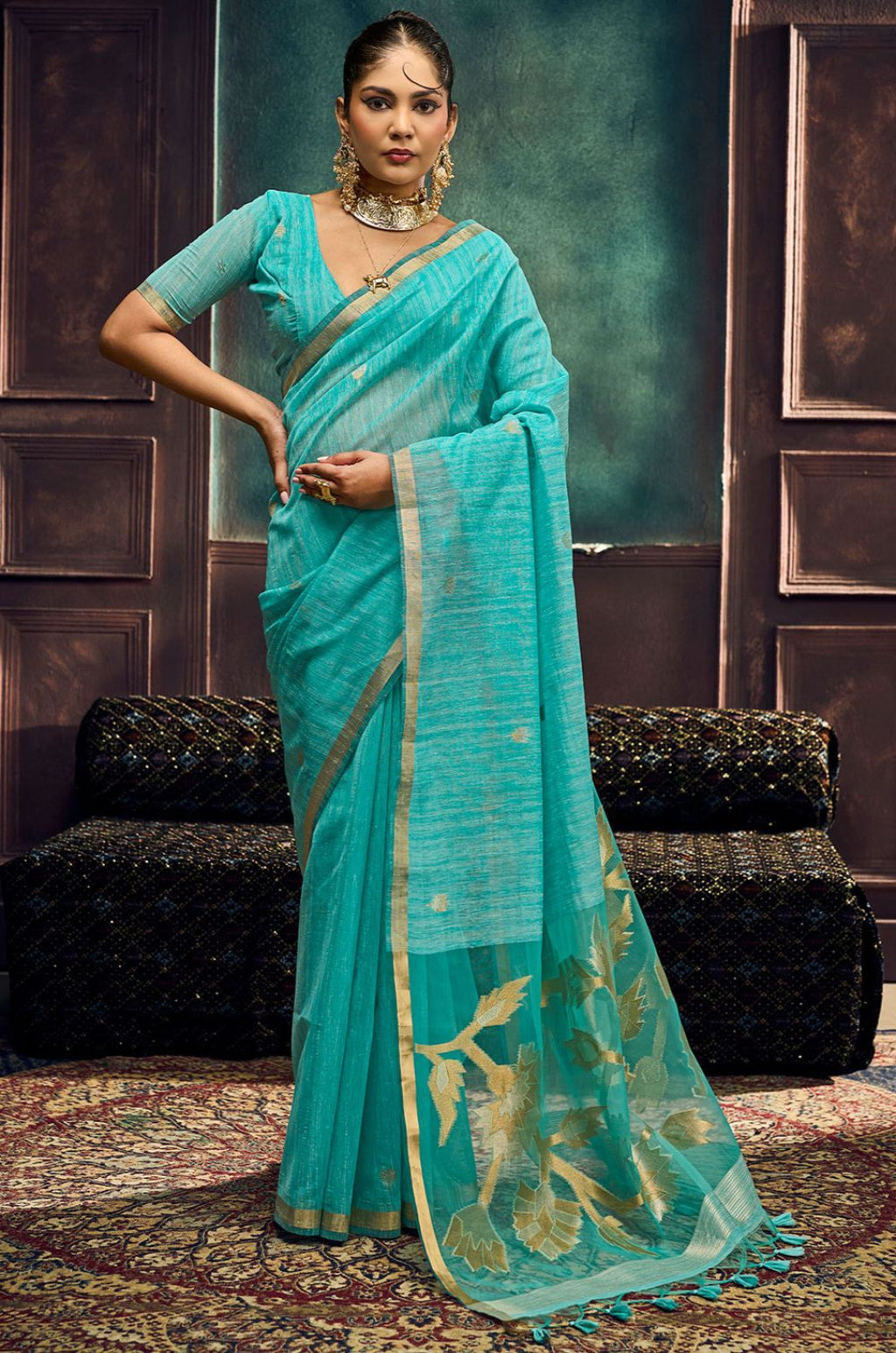 Turquoise Silk Sarees - SFSJDN45202