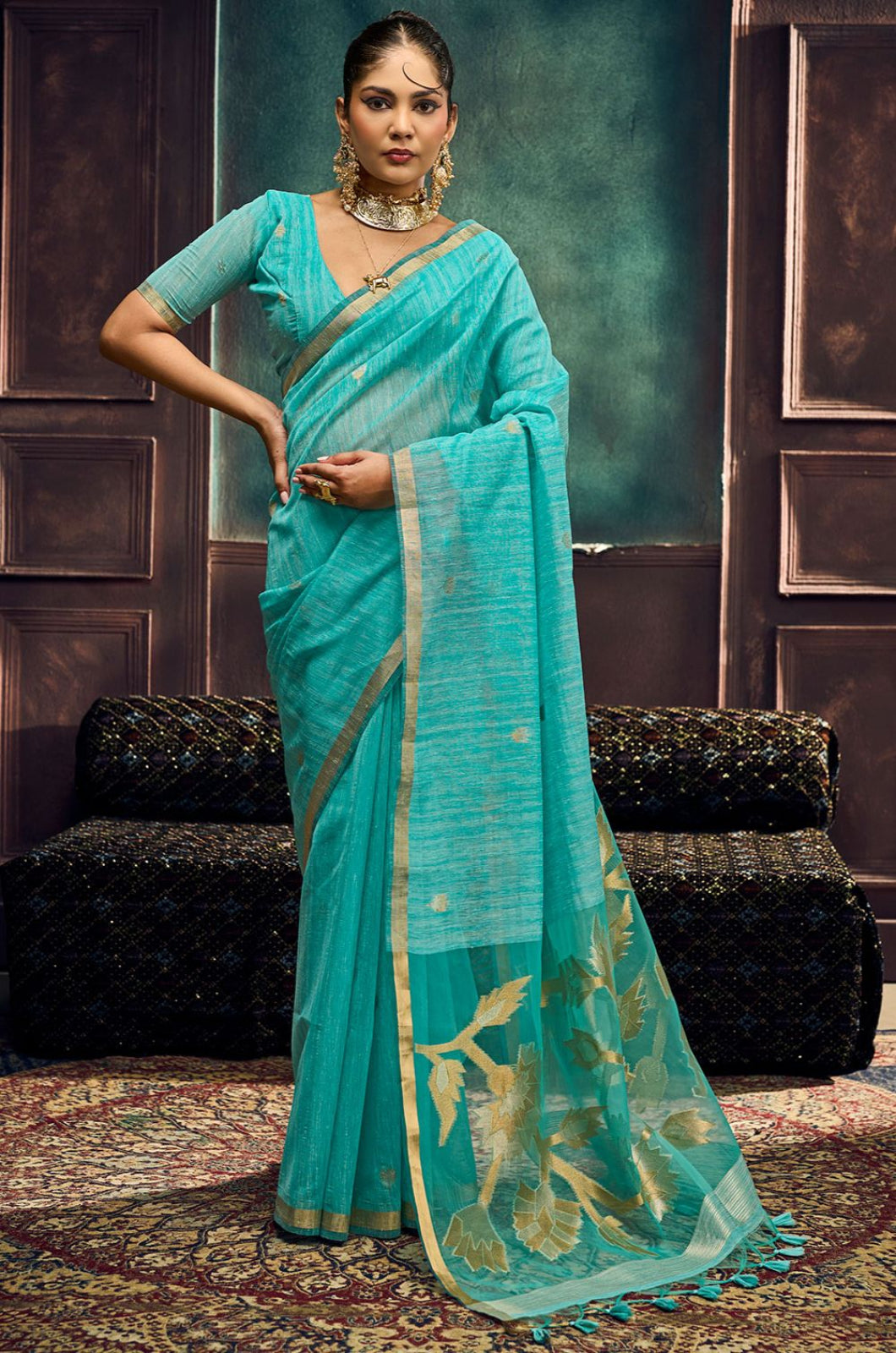 Turquoise Silk Sarees - SFSJDN45202