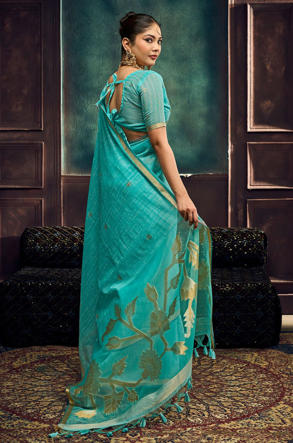 Turquoise Silk Sarees - SFSJDN45202
