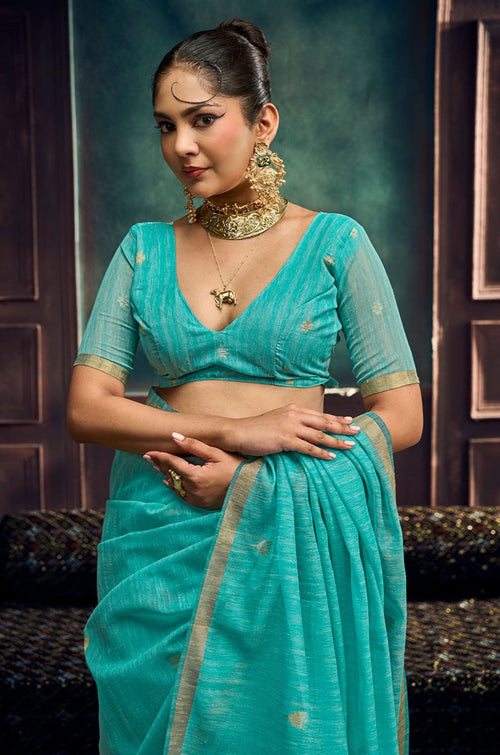 Turquoise Silk Sarees - SFSJDN45202