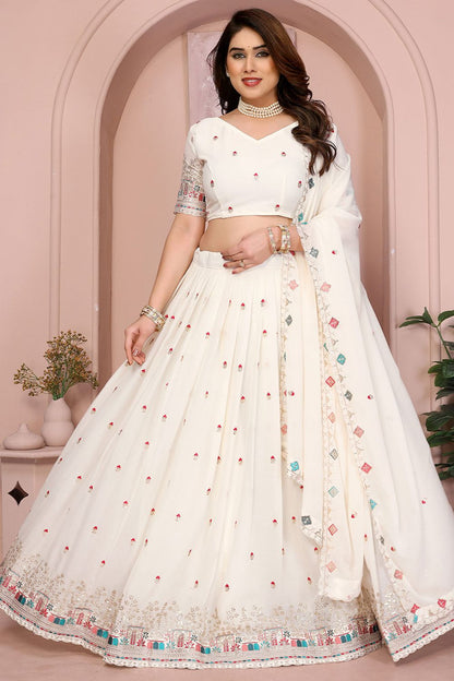 White Georgette Lehenga Choli - SFROY457911