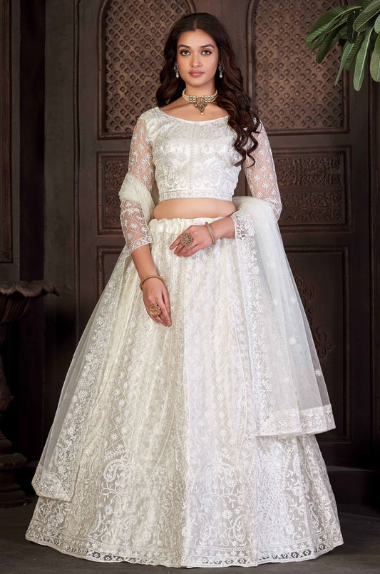 White Net Lehenga Choli - SFROY474806