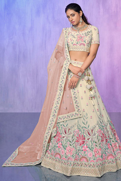 White Georgette Wedding Lehenga Choli  SFARY19519