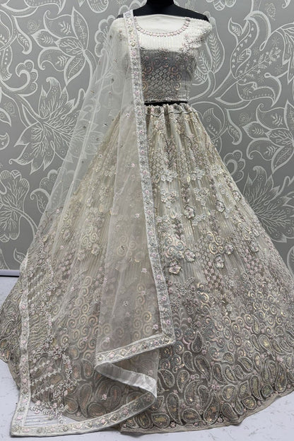 White Net Party Lehenga Choli  SFANJ3129