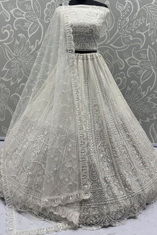 White Net Lehenga Choli - SFANJ3136
