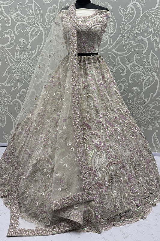 White Net Lehenga Choli - SFANJ3138