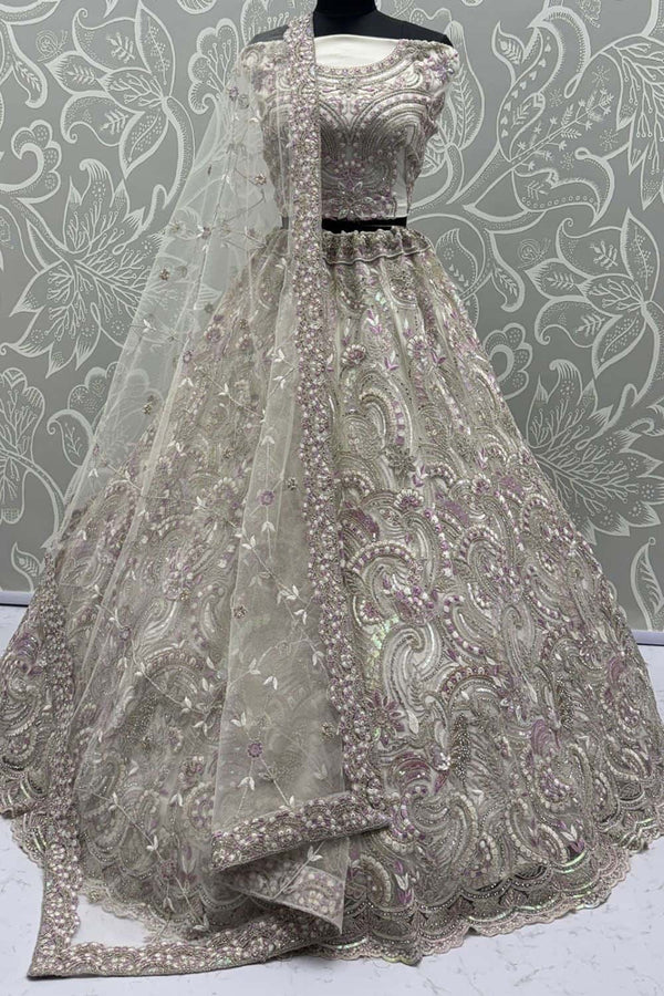 White Net Lehenga Choli - SFANJ3138