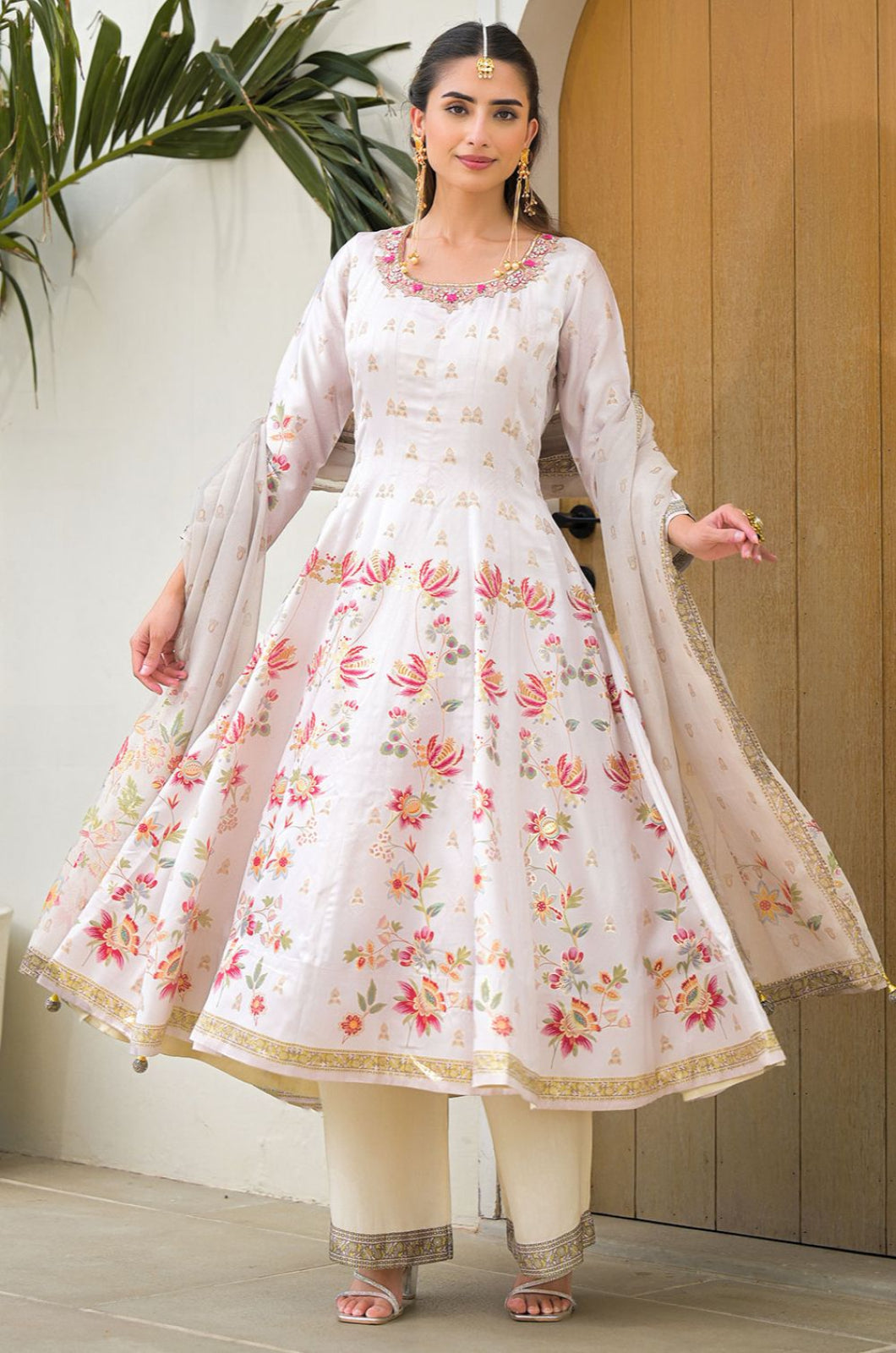 White Satin Salwar Kameez - SFPRF276804R