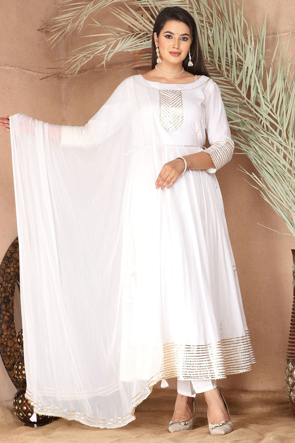 White Sangeet Plus Size Rayon Salwar Kameez SFSBR1208R