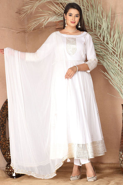 White Sangeet Plus Size Rayon Salwar Kameez SFSBR1208R
