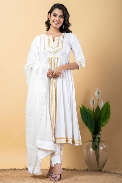 White Rayon Plus Size Indian Sangeet Salwar Kameez SFSBR1104R