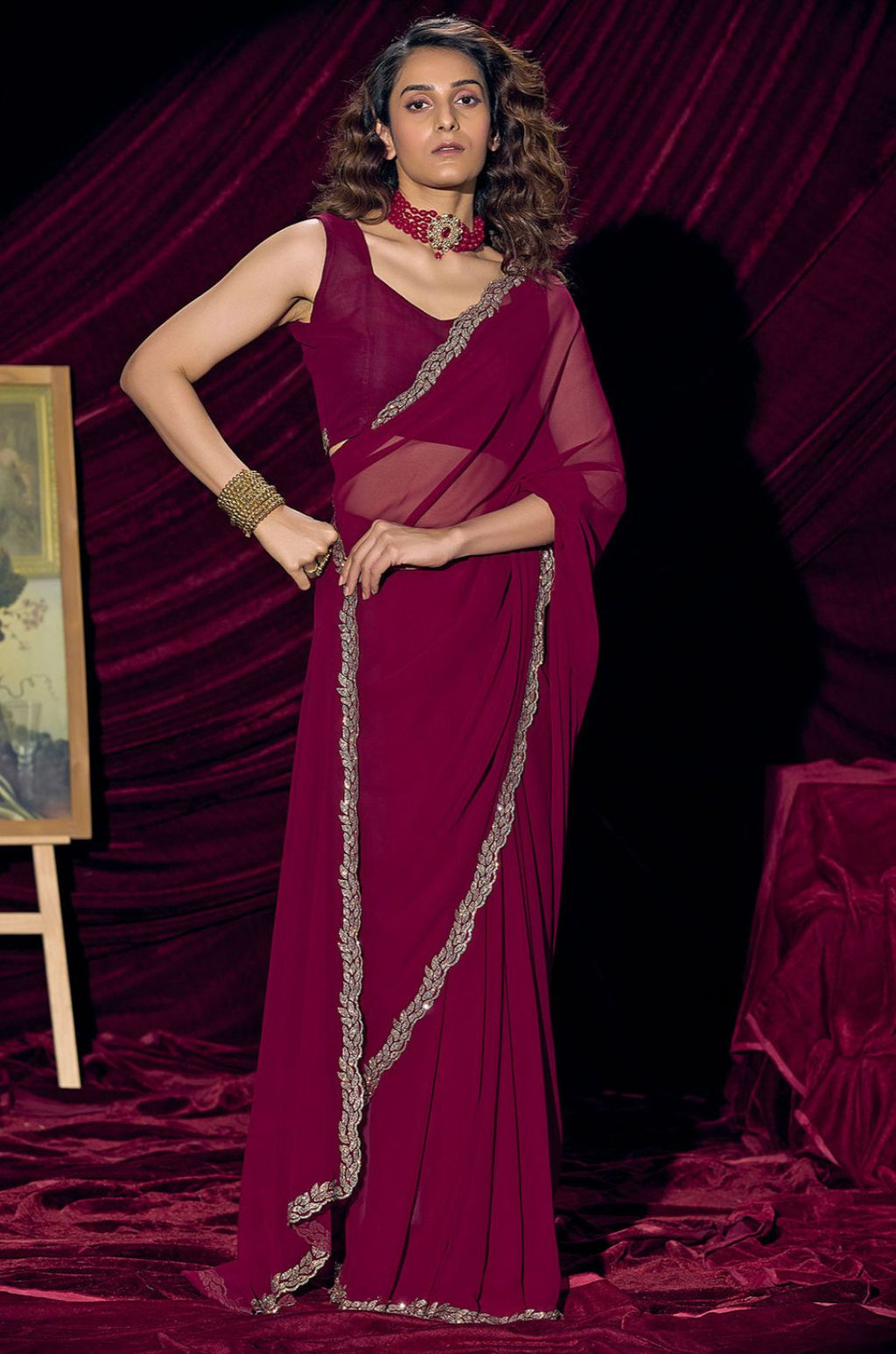 Magenta Georgette Sarees - SFSA572101