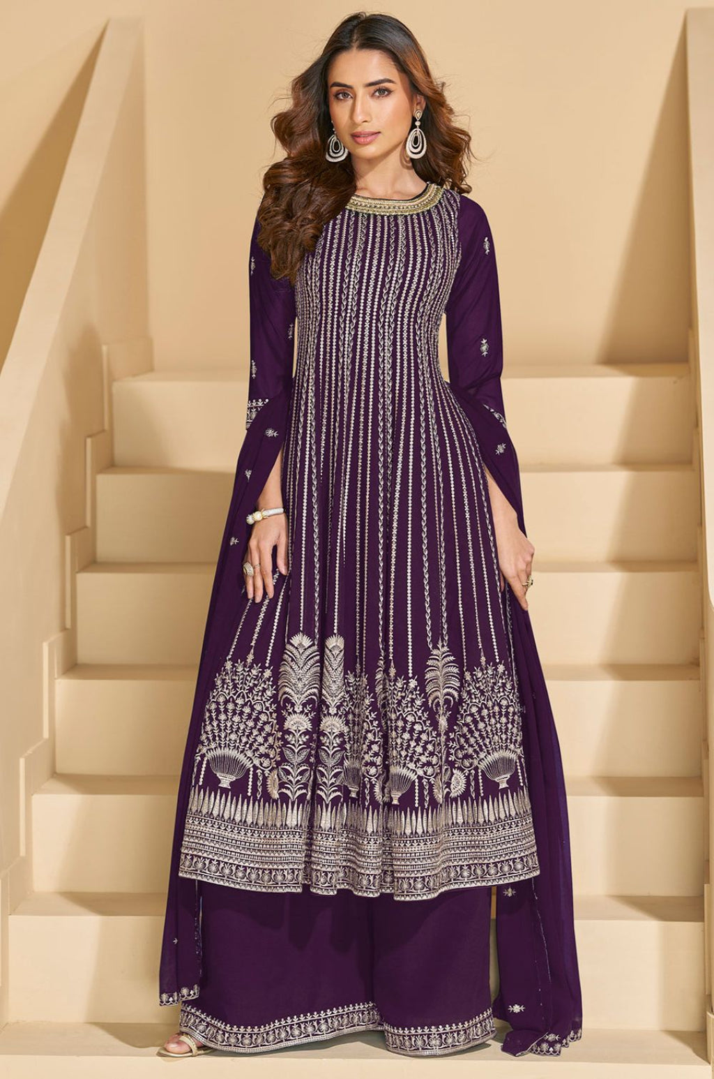 Purple Georgette Salwar Kameez - SFEDC26903R