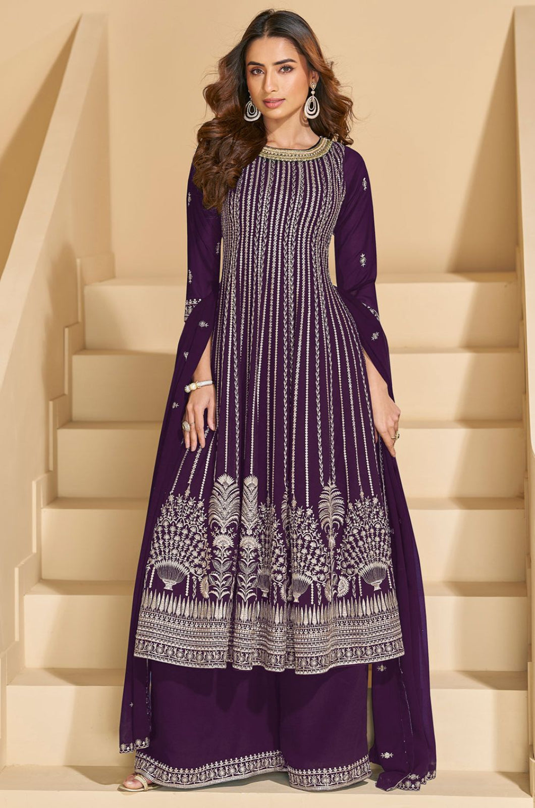 Purple Georgette Salwar Kameez - SFEDC26903R