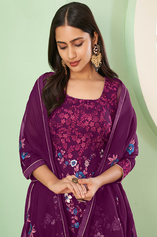 Magenta Georgette Salwar Kameez - SFSA358806