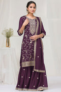 Burgundy Georgette Salwar Kameez - SFEDC19004