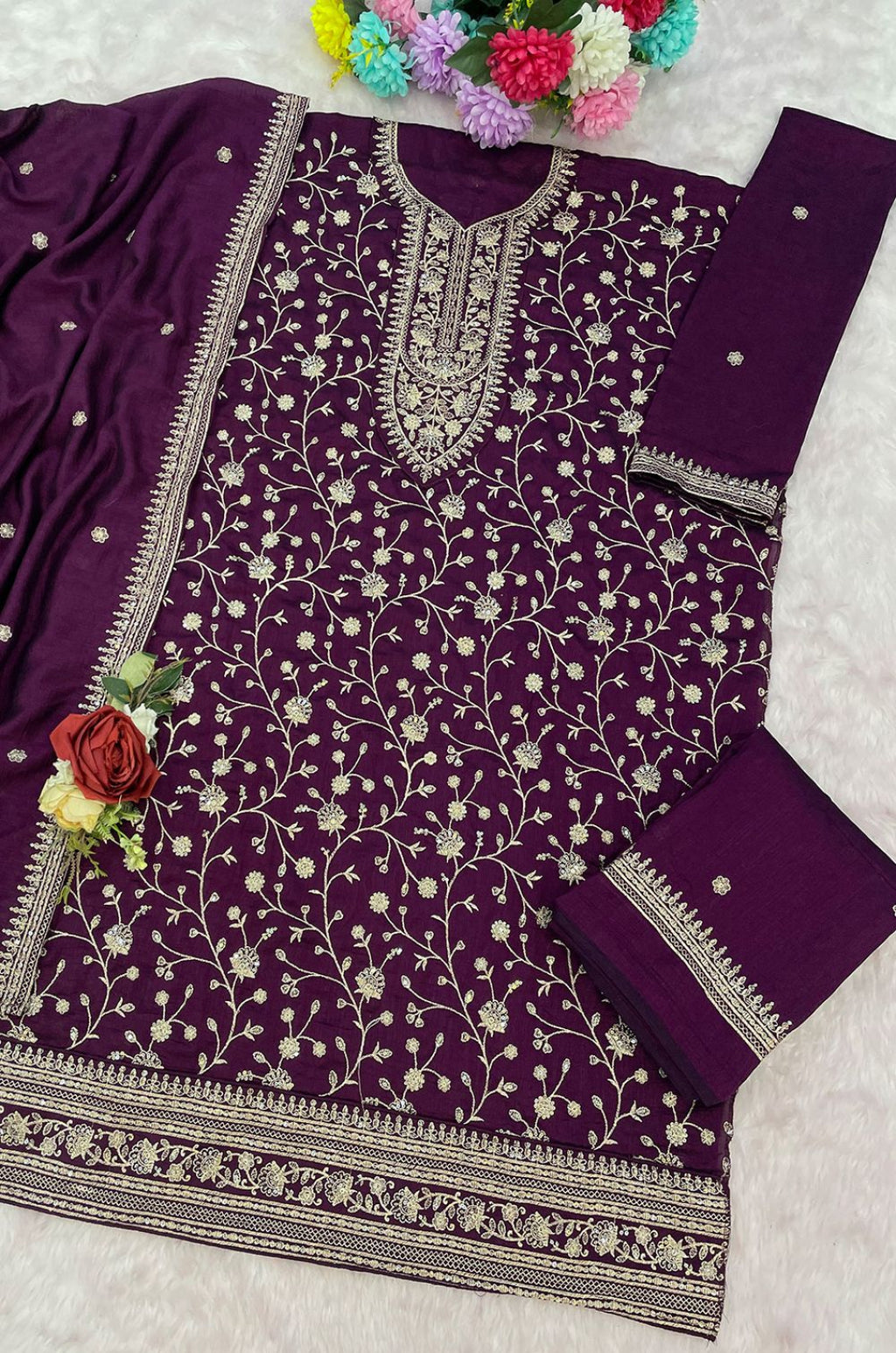 Burgundy Georgette Salwar Kameez - SFEDC19004