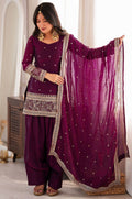 Magenta Silk Salwar Kameez - SFFK40701R
