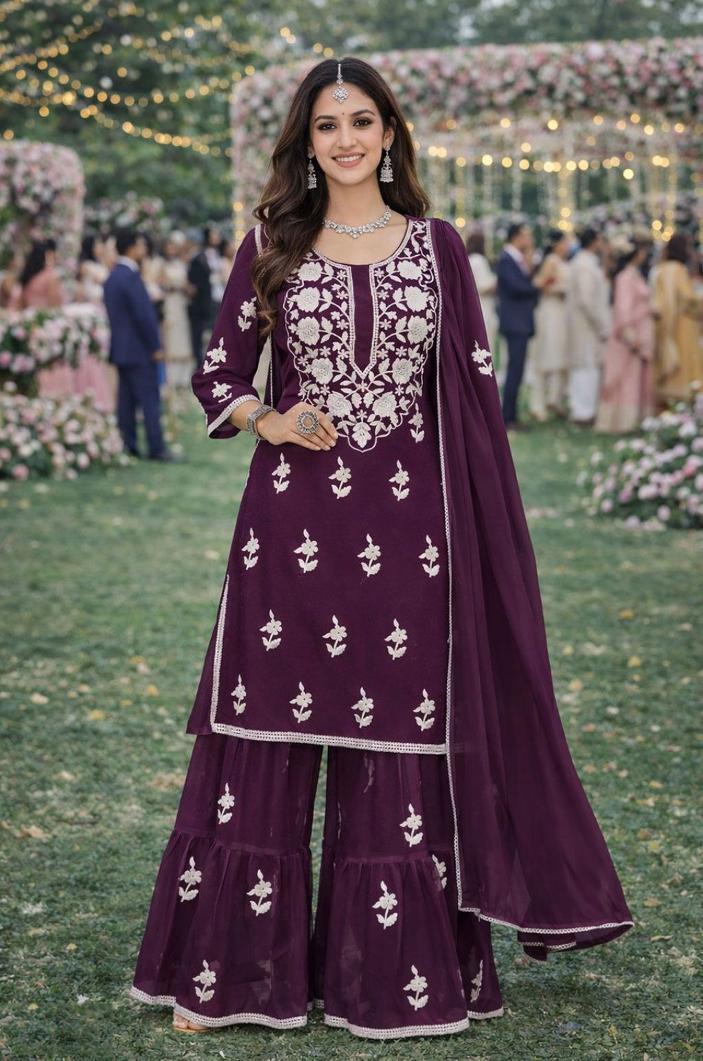 Burgundy Georgette Salwar Kameez - SFSA561602R