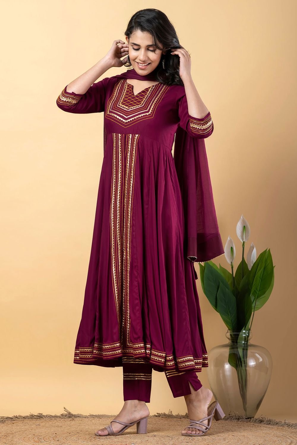 Purple Rayon Plus Size Indian Sangeet Salwar Kameez  SFSBR1106R