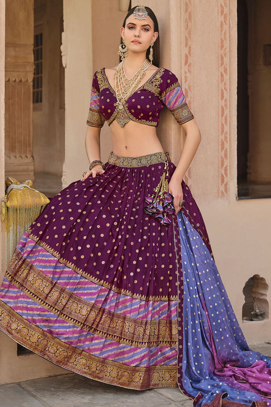 Magenta Silk Sangeet Designer Engagement Lehenga Set SFSA481002R