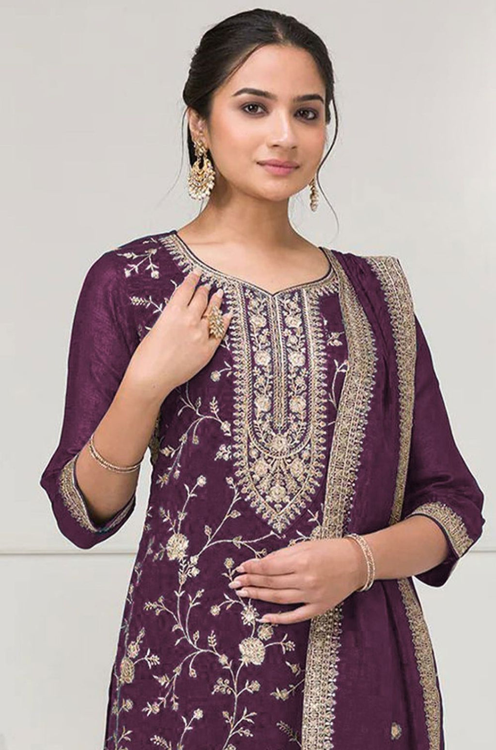 Purple Silk Salwar Kameez - SFPRF262004